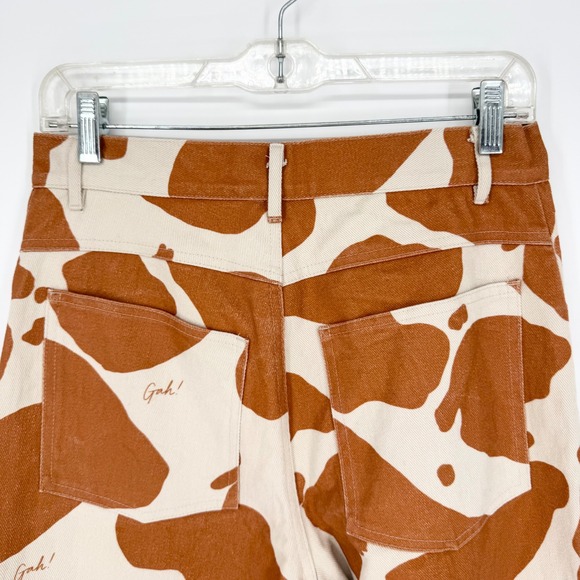 Lisa Says Gah Robyn Straight Leg Jeans In Brown Cow Print Sz 29 Maximalist Retro - Picture 9 of 11